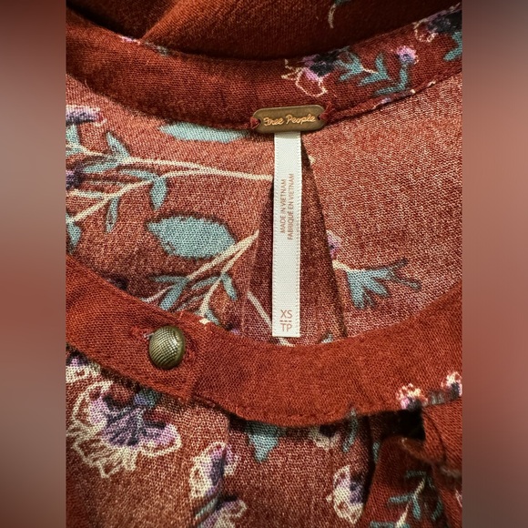 Free People Tree Swing Snap Out of It Tank Top Dress Rust Floral Keyhole XS - Picture 10 of 10